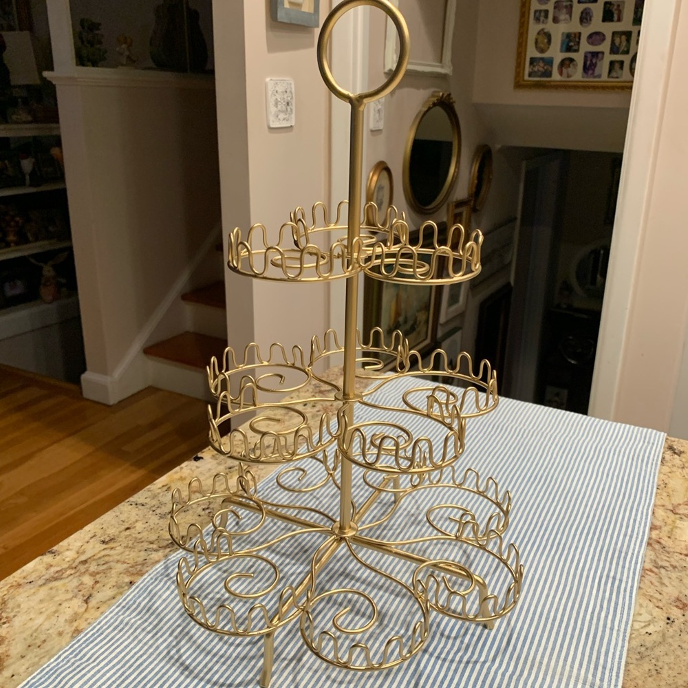 Vintage Gold Round 3 Tier Cupcake Stand or Muffin Holder